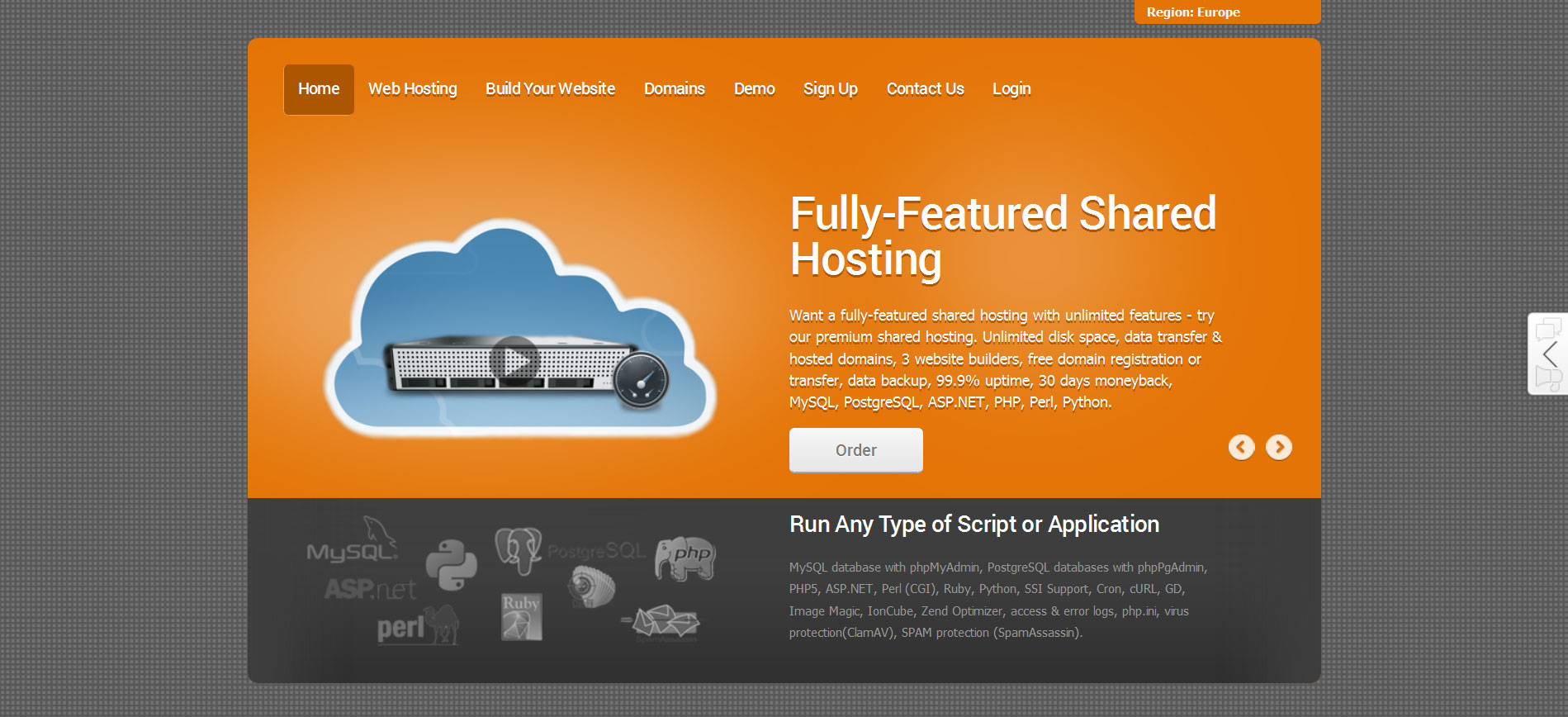 coral orange reseller hosting theme